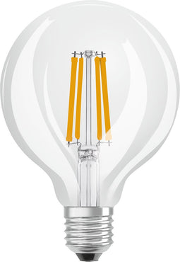 OSRAM LED Classic LED-lamp met gloeidraad in klassieke bolvorm, helder glasfilament, 3,8 W, E27 fitting, EEK A, 806 lm voor algemene verlichting.