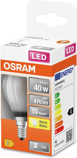 OSRAM LED lamp - Lampvoet: E14 - Warm wit - 27- K - 4 W - mat - LED Retrofit CLASSIC P