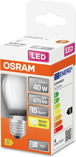 OSRAM LED lamp - Lampvoet: E27 - Warm wit - 27- K - 4 W - mat - LED Retrofit CLASSIC P