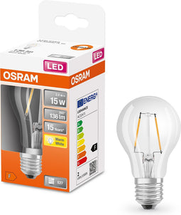 OSRAM LED lamp | NaN: E27 | Warm White | 27- K | 1,5- W | vervanger voor 15 W Incandescent bulb | helder | LED Retrofit CLASSIC A