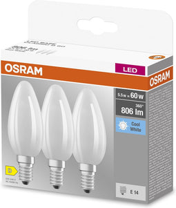 OSRAM Ster Filament Lamp, E14-basis matglas ,Koud wit (4-K), 8-6 Lumen, substituut voor 6-W-verlichtingsmiddel niet-dimbaar, 3-Pak
