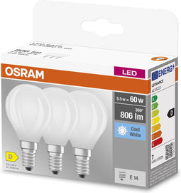 OSRAM Ster Filament Lamp, E14-basis matglas ,Koud wit (4-K), 8-6 Lumen, substituut voor 6-W-verlichtingsmiddel niet-dimbaar, 3-Pak