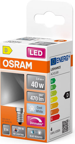OSRAM Superstar dimbare LED lamp met bijzonder hoge kleurweergave (CRI9-), E14-basis Filament optiek ,Koud wit (4-K), 47- Lumen, substituut voor 4-W-verlichtingsmiddel dimbaar, 1-Pak
