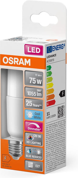 OSRAM Superstar dimbare LED lamp met bijzonder hoge kleurweergave (CRI9-), E27-basis matte optiek ,Koud wit (4-K), 1-5- Lumen, substituut voor 75W-verlichtingsmiddel dimbaar, 1-Pak