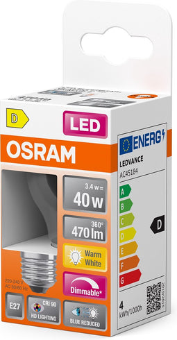 OSRAM Superstar dimbare LED lamp met bijzonder hoge kleurweergave (CRI9-), E27-basis Filament optiek ,Warm wit (27-K), 47- Lumen, substituut voor 4-W-verlichtingsmiddel dimbaar, 1-Pak