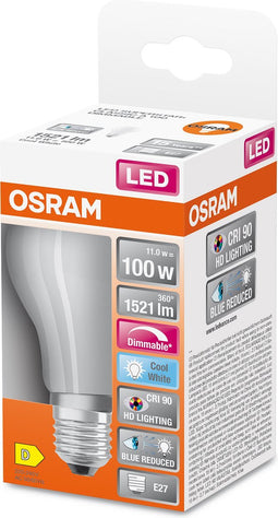 OSRAM Superstar dimbare LED lamp met bijzonder hoge kleurweergave (CRI9-), E27-basis matglas ,Koud wit (4-K), 1521 Lumen, substituut voor 1-W-verlichtingsmiddel dimbaar, 1-Pak