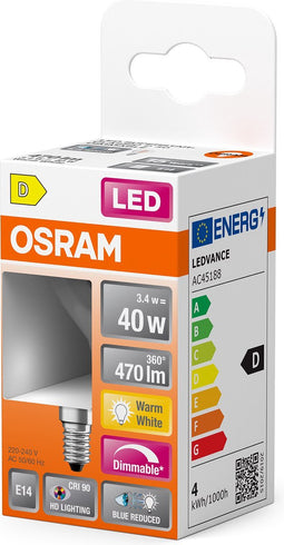 OSRAM Superstar dimbare LED lamp met bijzonder hoge kleurweergave (CRI9-), E14-basis Filament optiek ,Warm wit (27-K), 47- Lumen, substituut voor 4-W-verlichtingsmiddel dimbaar, 1-Pak