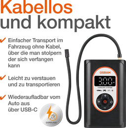 OSRAM TYREinflate 4000 Compressor 8.3 bar Opbergbox/tas, Automatische afschakeling, Met werklamp, Digitaal display