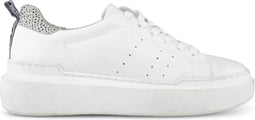 PS Poelman Star - Dames Leren Sneakers - Leopard Print en Strap - Wit