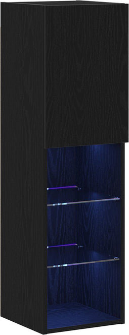 vidaXL - LED - TV-kast - 2 - stuks - Zwart - Eiken - 30,5x30x102 - cm - Geperst - Hout