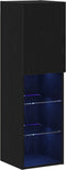 vidaXL - LED - TV-kast - 2 - stuks - Zwart - Eiken - 30,5x30x102 - cm - Geperst - Hout