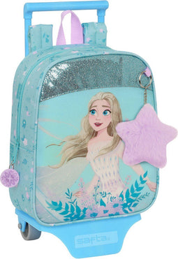 Schoolrugzak met Wielen Frozen Hello spring Blauw 22 x 27 x 10 cm