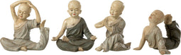 J-Line figuur Monnik Yoga - polyresin - grijs - small - 4 stuks