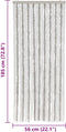 vidaXL - Vliegengordijn - 56x185 - cm - chenille - lichtgrijs - en - wit