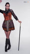 dressforfun Steampunk gravin - Kostuum XXL - Jurk met lange mouwen en meerlaagse rok - Bruin mix