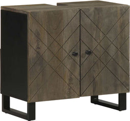 vidaXL - Wastafelkast - 62x33x58 - cm - massief - mangohout - zwart