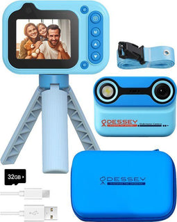 ODESSEY Waterdichte Kindercamera - Onderwatercamera - 26 MP - HD-video's - Blauw - (32GB SD-kaart)