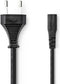 Nedis Stroomkabel - Euro Male - IEC-320-C1 - 2.00 m - Plat - Zwart