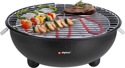 Alpina Elektrische BBQ 1250W - Tafel Barbecue zonder Rook - Ø30cm Grillrooster - Zwart