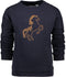 Moodstreet Meisjes Trui - Sweat met paard artwork - Navy - Maat 86/92