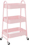 vidaXL - Opbergtrolley - 3-laags - 42x41,5x77 - cm - staal - roze