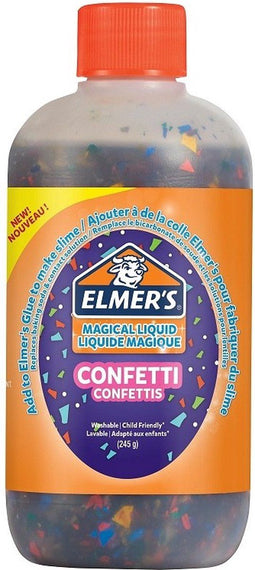Elmer's confetti slijmactivator | uitwasbare en kindvriendelijke slijmactivator met tovervloeistof | fles van 245 g | geweldig om slijm mee te maken