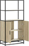 vidaXL - Hoge - kast - 68x35x139 - cm - bewerkt - hout - en - metaal - zwart