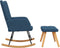 vidaXL - Schommelstoel - met - voetenbank - stof - blauw