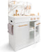 New Classic Toys® Houten Speelgoed Kinderkeuken - Speelkeukentje met Marmer Look en Gouden Kraan - Wit met Accessoires - Werkbladhoogte 55 cm