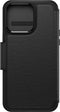 Otterbox - Geschikt voor iPhone 15 Pro Max - Strada Case leren bookcase hoesje - Zwart + Lunso Screenprotector