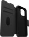 Otterbox - Geschikt voor iPhone 15 Pro Max - Strada Case leren bookcase hoesje - Zwart + Lunso Screenprotector