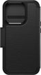 Otterbox - Geschikt voor iPhone 15 Pro - Strada Case leren bookcase hoesje - Zwart + Lunso Screenprotector