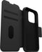 Otterbox - Geschikt voor iPhone 15 Pro - Strada Case leren bookcase hoesje - Zwart + Lunso Screenprotector