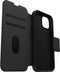 Otterbox Strada Case - Geschikt voor iPhone 14 leren bookcase hoesje - Zwart + Lunso Screenprotector
