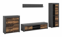 Furnilux Jam Living Combinatie - Tv meubel - Praktische indeling - Bruin - 35x159x330cm
