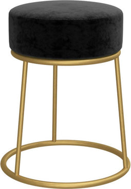vidaXL - Hocker - rond - fluweel - zwart