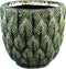 PTMD Skipp groene pot keramiek geglazuurd rond met pauw patroon maat in cm: 40 x 40 x 38 - Groen