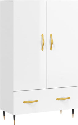 vidaXL - Hoge - kast - 69,5x31x115 - cm - bewerkt - hout - hoogglans - wit
