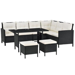 Juskys Manacor - Loungeset - Hoekbank met fauteuil - Zwart/crème