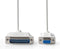 Nedis Seriële Kabel - D-SUB 25-Pins Male - D-SUB 9-Pins Female - Vernikkeld - 2.00 m - Rond - PVC - Ivoor - Label