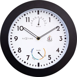 Weerstation - Wandklok - 25.5 cm -weersbestendig - zwart/wit - Daisy - NeXtime