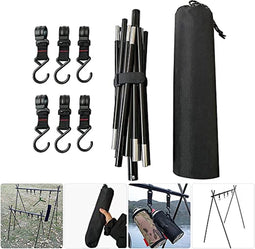 Outdoor Camping Opvouwbare Opknoping Rack Driehoekige Kledingrek Stand Vookware Rack Met 5 Beweegbare Haken & Storage Pouch; Maat M; Merk: Omuky