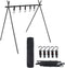 Outdoor Camping Opvouwbare Opknoping Rack Driehoekige Kledingrek Stand Vookware Rack Met 5 Beweegbare Haken & Storage Pouch; Maat M; Merk: Omuky