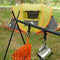Outdoor Camping Opvouwbare Opknoping Rack Driehoekige Kledingrek Stand Vookware Rack Met 5 Beweegbare Haken & Storage Pouch; Maat M; Merk: Omuky