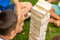 Outdoor Play Stapeltoren - Speelgoed - 60 blokken - Geschikt voor binnen en buiten - Inclusief draagzak