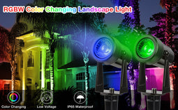 Outdoor RGB-Tuinverlichting - 4 stuks 300 lumen Kleur veranderende Plug-in - Afstandsbediening 14V Laagspanning 14M - IP65 Waterdichte LED-spots met transformator voor tuinpaden - 8 vaste lichtkleuren - Zorgt voor kleur in de achtertuin - 5 modi