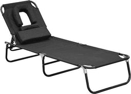 Outsunny ligstoel - zwart - 190x80x58