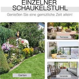 Outsunny Schommelstoel schommelzitje relaxstoel tuinstoel armsteun populierenhout 84A-041