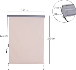 Outsunny Verticale luifel aluminium balkonluifel met handslinger 140 x 250 cm 830-262