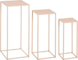 Mica Decorations Bijzettafel Quinty - 30x30x70 cm - Ijzer - Licht Roze - Set van 3